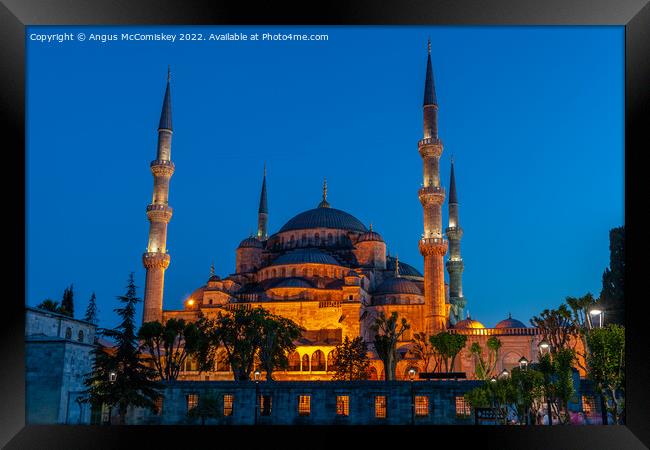 Blue Mosque at dusk Framed Print by Angus McComiskey