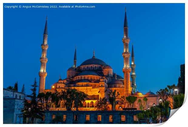 Blue Mosque at dusk Print by Angus McComiskey