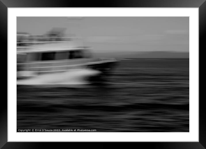 Speeding Yacht - Black and White Framed Mounted Print by Errol D'Souza