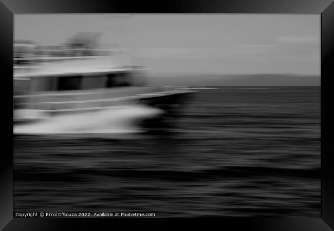 Speeding Yacht - Black and White Framed Print by Errol D'Souza