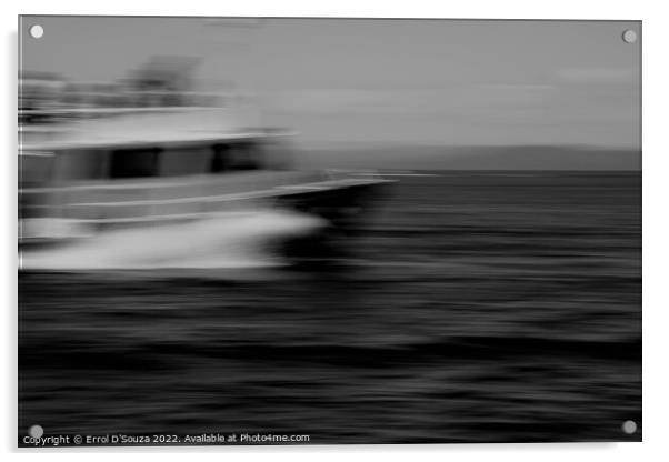 Speeding Yacht - Black and White Acrylic by Errol D'Souza