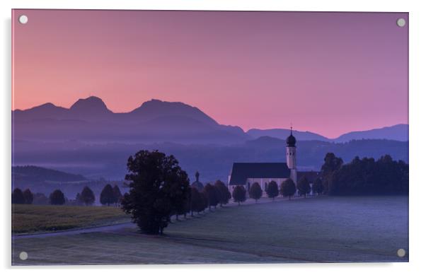 Sonnenaufgang an der Wilpartinger Wallfahrtskirche Acrylic by Thomas Schaeffer