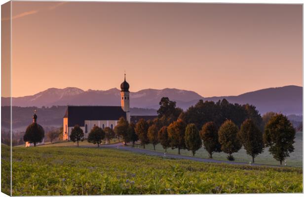 Sonnenaufgang an der Wilpartinger Wallfahrtskirche Canvas Print by Thomas Schaeffer