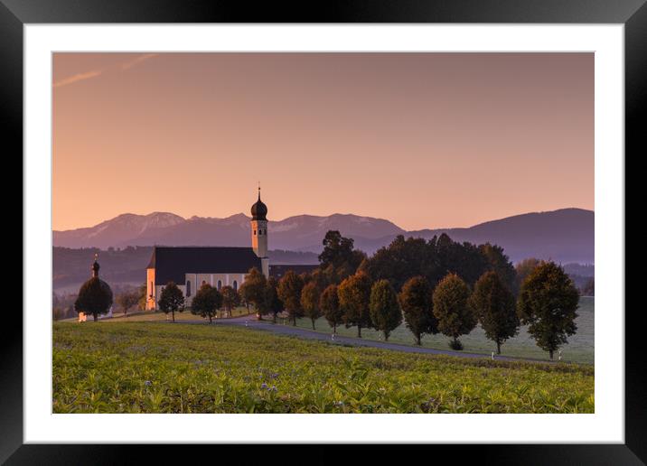 Sonnenaufgang an der Wilpartinger Wallfahrtskirche Framed Mounted Print by Thomas Schaeffer