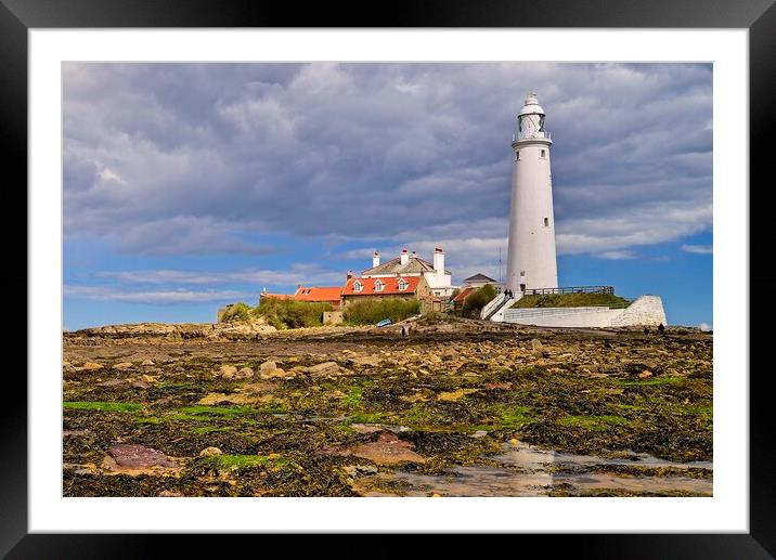 Low Tide at St. Mary's Island, Whitley Bay Framed Mounted Print by Martyn Arnold