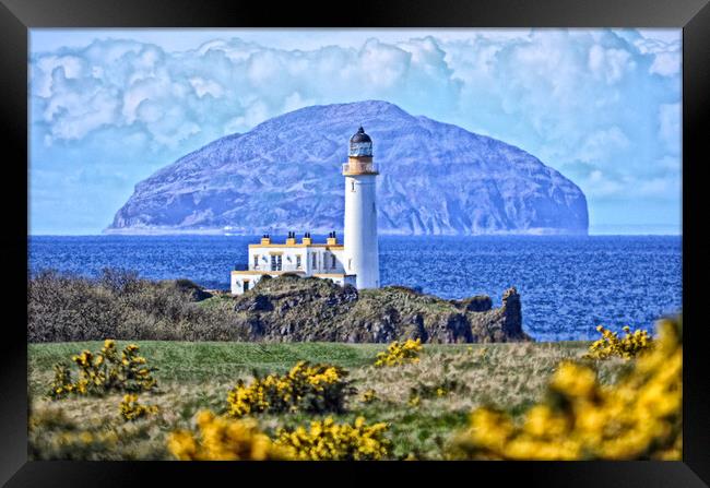 Turnberry lighthouse and Ailsa Craig (artistic) Framed Print by Allan Durward Photography