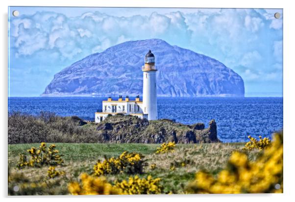 Turnberry lighthouse and Ailsa Craig (artistic) Acrylic by Allan Durward Photography
