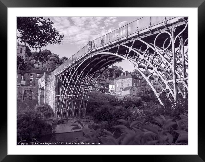 View of Ironbridge on a Sunny Day  in Mono Framed Mounted Print by Pamela Reynolds