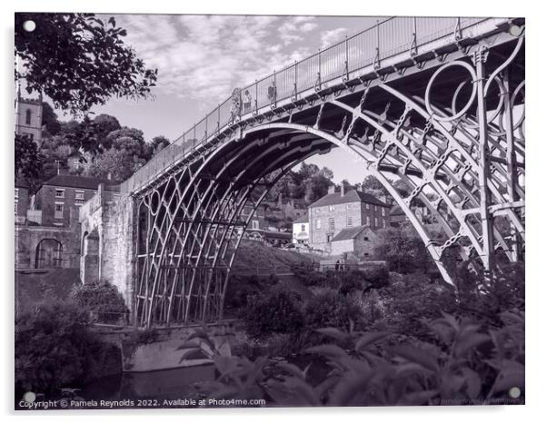 View of Ironbridge on a Sunny Day  in Mono Acrylic by Pamela Reynolds