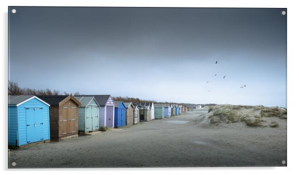 Beach Huts, West Wittering Acrylic by Mark Jones