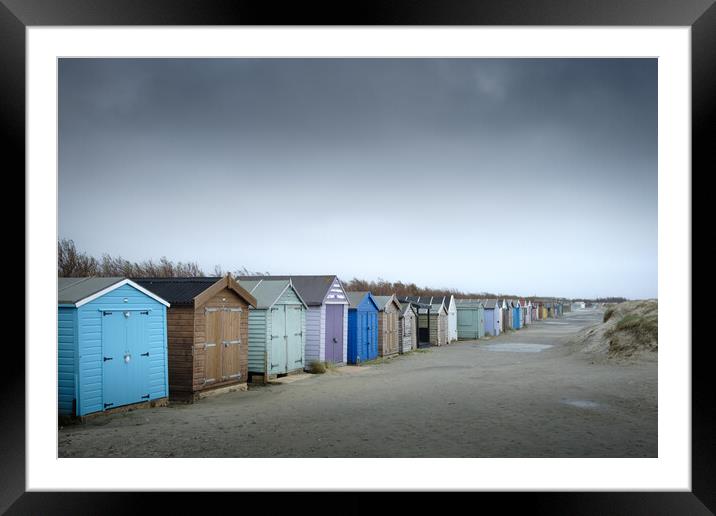 Beach Huts, West Wittering Framed Mounted Print by Mark Jones