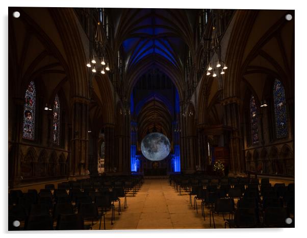 Moon display at Lincoln cathedral Acrylic by Jason Thompson