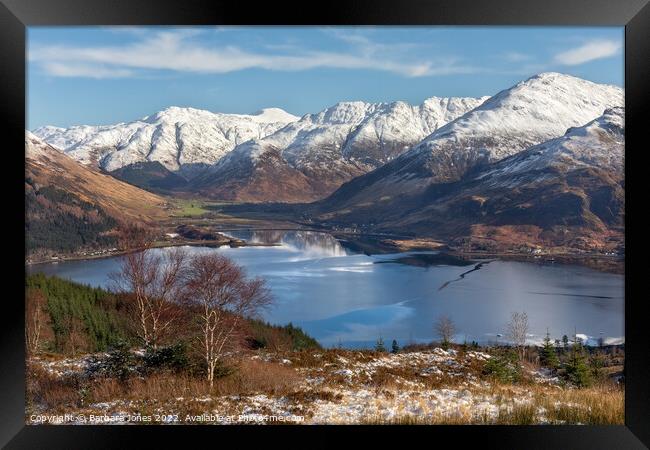 Loch Duich and Kintail in Winter, Scotland.    Framed Print by Barbara Jones