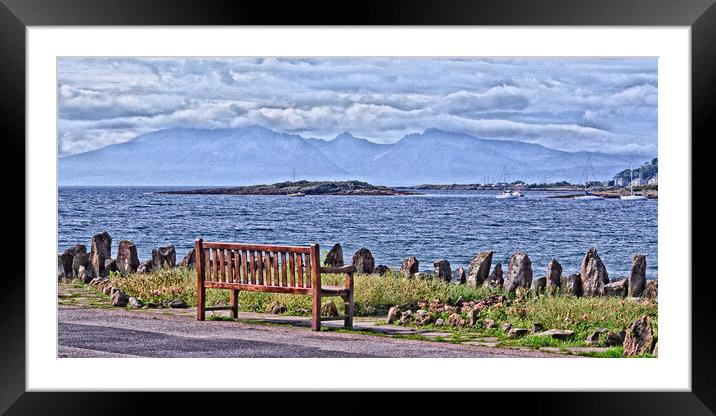 Millport bench view of Arran (abstract) Framed Mounted Print by Allan Durward Photography