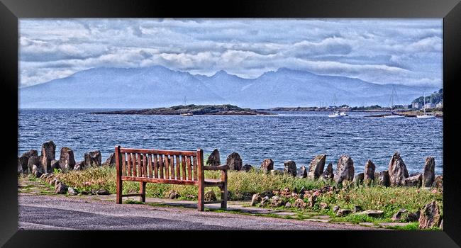 Millport bench view of Arran (abstract) Framed Print by Allan Durward Photography
