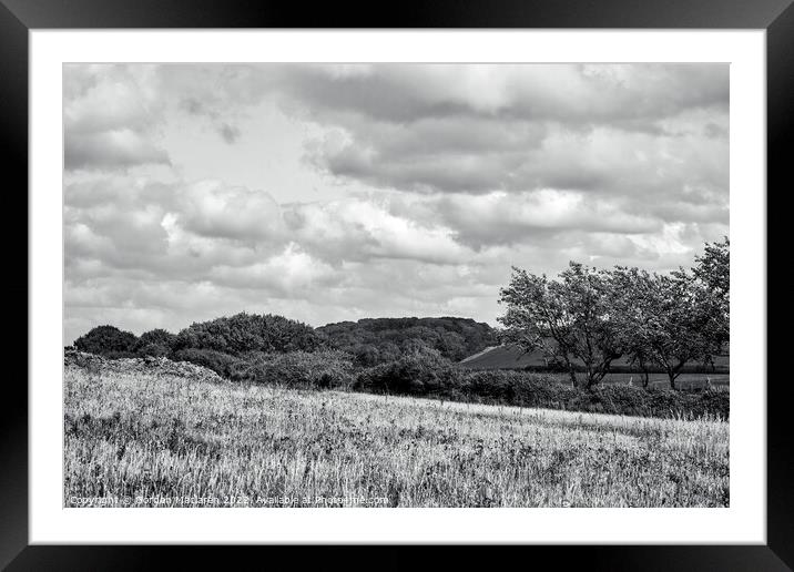 North Somerset countryside in Black and White Framed Mounted Print by Gordon Maclaren