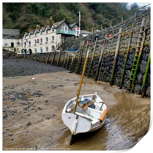 Clovelly Harbour Wall and Fishing Boat Print by Stuart Wyatt