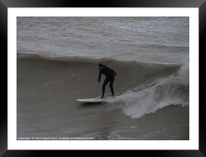 Surfing on a Sunday. Framed Mounted Print by Mark Ward