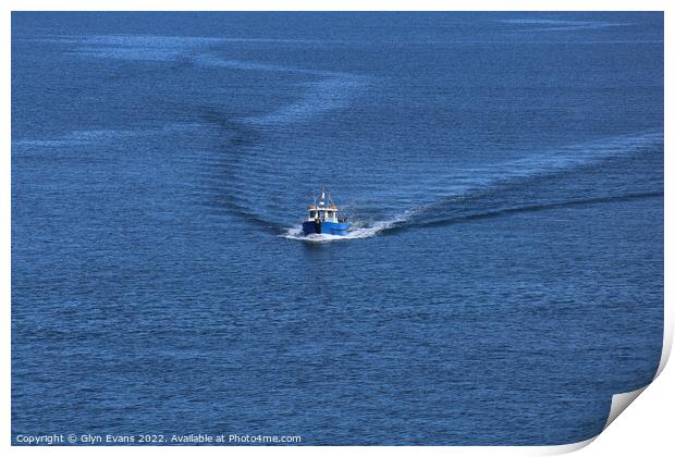 Ferry approaching Skomer Island Print by Glyn Evans