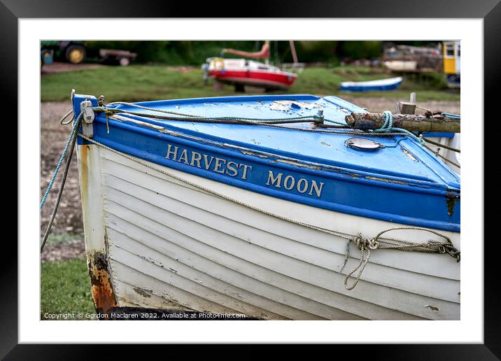 Harvest Moon, Porlock Weir, Somerset, England Framed Mounted Print by Gordon Maclaren