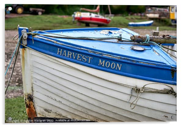 Harvest Moon, Porlock Weir, Somerset, England Acrylic by Gordon Maclaren