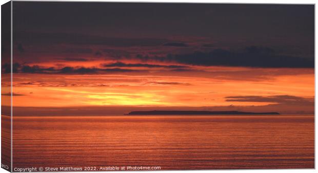 Lundy Island Sunset Canvas Print by Steve Matthews