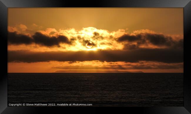 Lundy Island Sunset Framed Print by Steve Matthews
