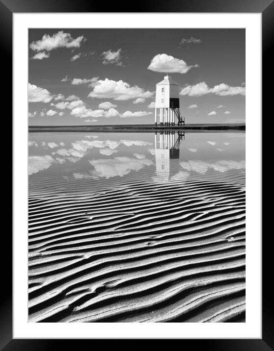 Low Lighthouse Black and White Framed Mounted Print by David Neighbour