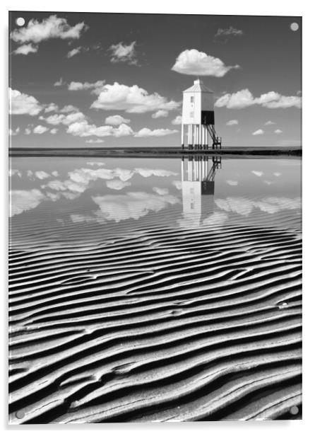 Low Lighthouse Black and White Acrylic by David Neighbour