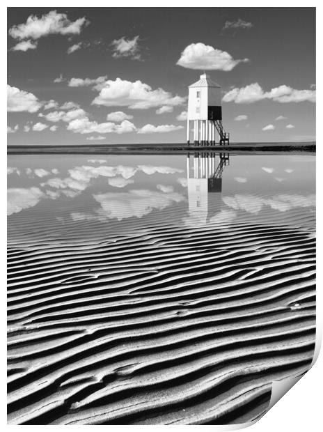 Low Lighthouse Black and White Print by David Neighbour