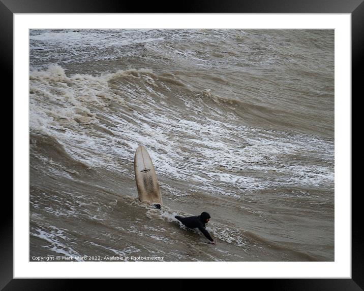 The Waves Win. Framed Mounted Print by Mark Ward