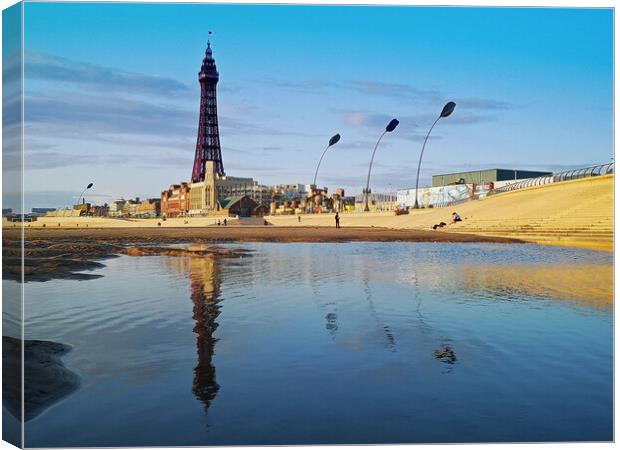 Blackpool Tower and seafront Canvas Print by Michael Hopes