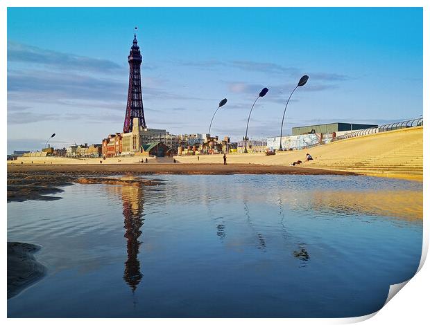 Blackpool Tower and seafront Print by Michael Hopes