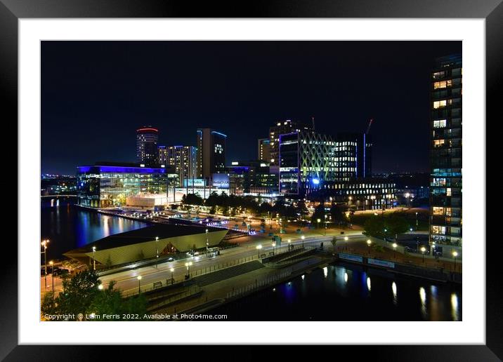Mediacityuk city lights. Framed Mounted Print by Liam Ferris