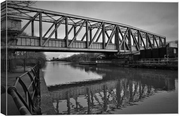 Barton Aqueduct swing bridge, Canvas Print by Liam Ferris