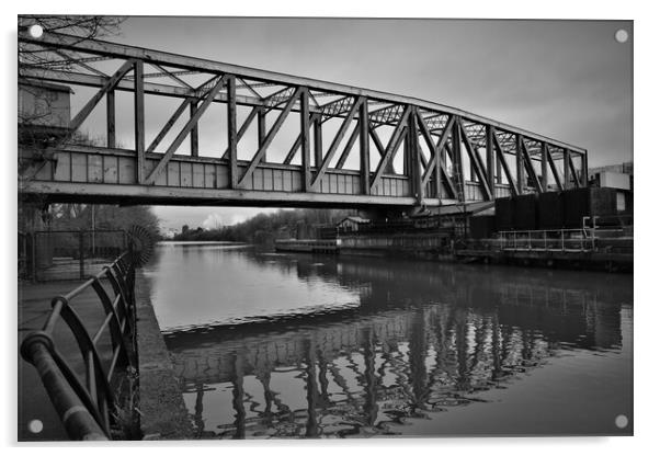 Barton Aqueduct swing bridge, Acrylic by Liam Ferris