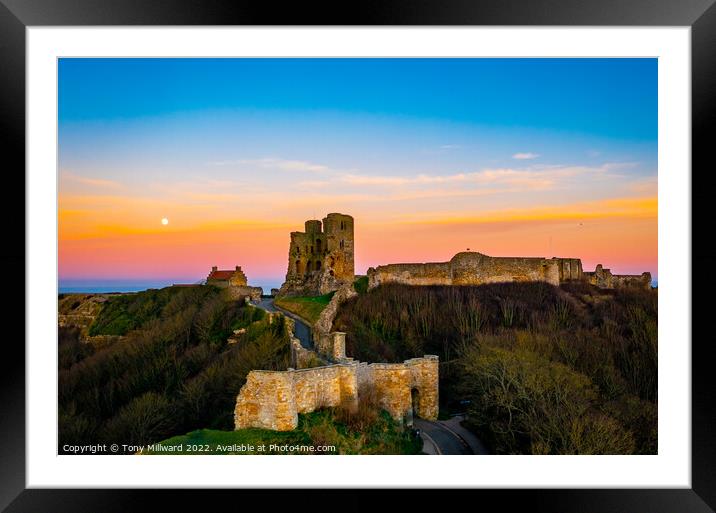 Scarborough Castle Sunset Framed Mounted Print by Tony Millward