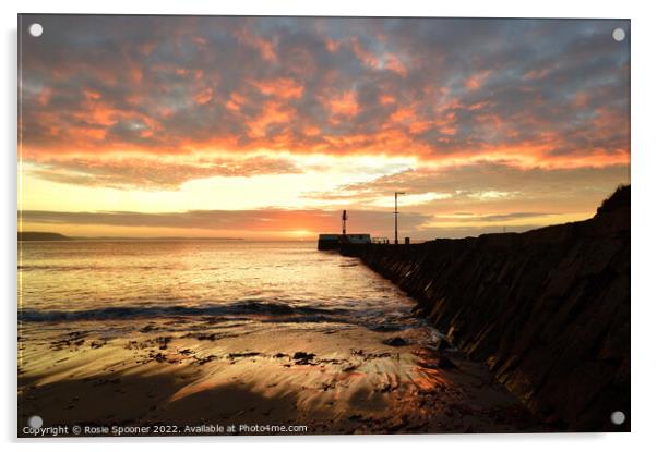 Sunrise by Banjo Pier in Looe Acrylic by Rosie Spooner