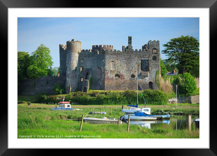 Laugharne Castle Carmarthenshire  Wales Framed Mounted Print by Chris Warren