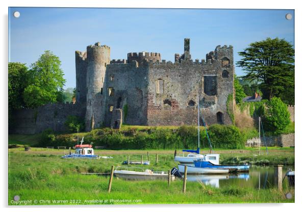 Laugharne Castle Carmarthenshire  Wales Acrylic by Chris Warren