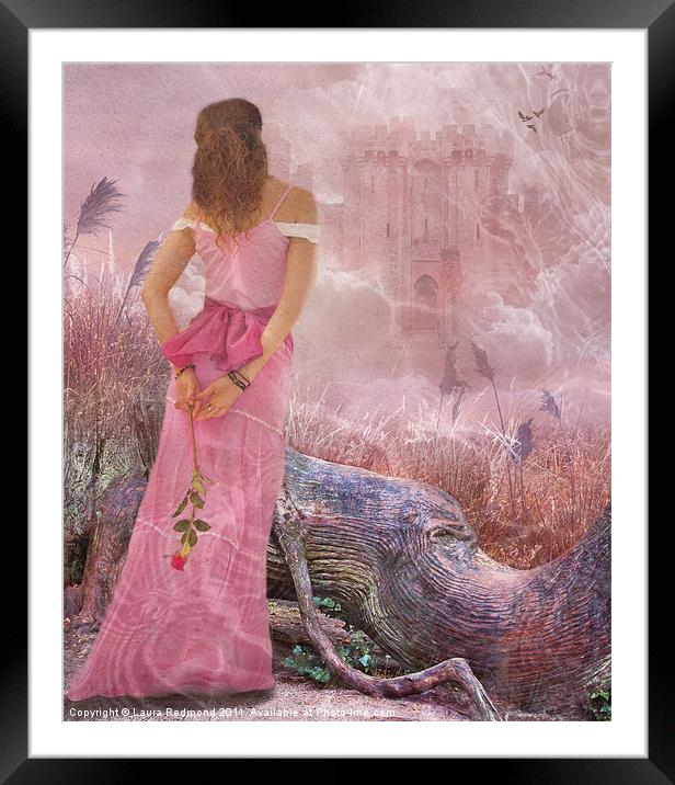 Lady dreaming in pink Framed Mounted Print by Laura Dawnsky