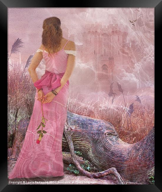 Lady dreaming in pink Framed Print by Laura Dawnsky
