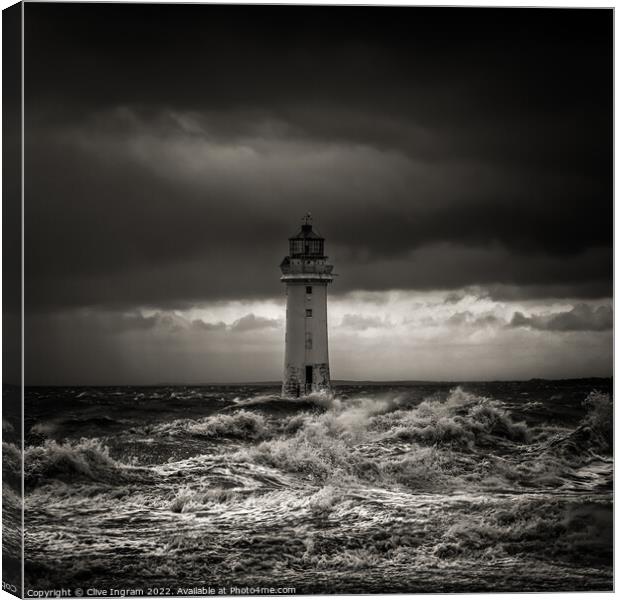 Perch Rock Lighthouse A Majestic Stand Canvas Print by Clive Ingram