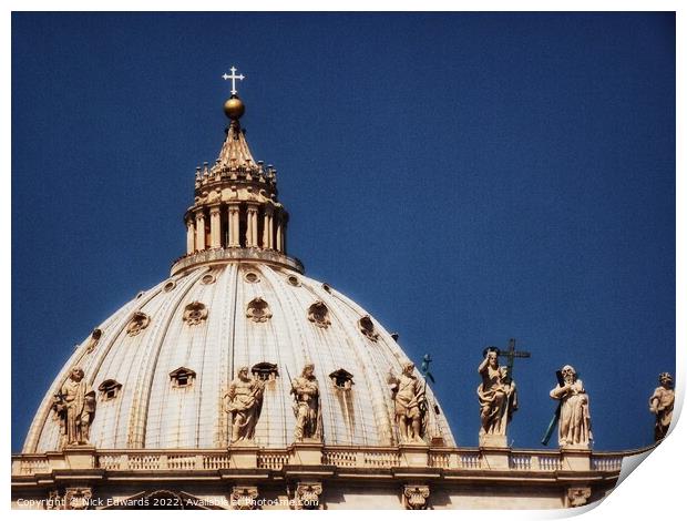 Vatican City Rome,St.Peter’s Basilica Dome Print by Nick Edwards