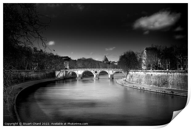 River Tiber and St Peters Basilica Vatican Print by Travel and Pixels 