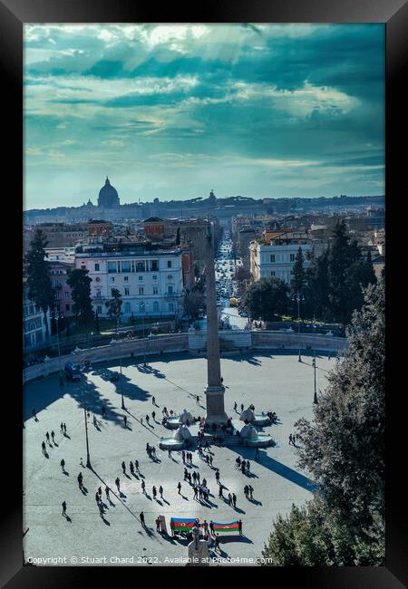 Scenic View of Piazza del Popolo Square from the Terrace of Pincio in Villa Borghese Framed Print by Stuart Chard