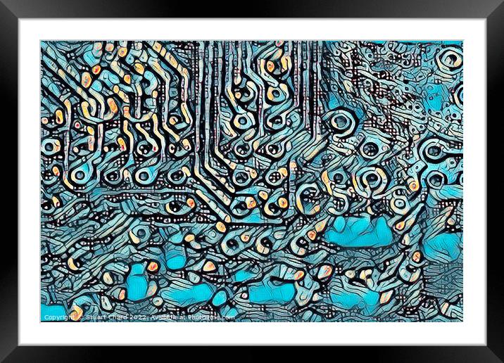 Abstract circuit Board Texture Framed Mounted Print by Travel and Pixels 