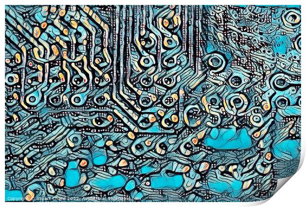 Abstract circuit Board Texture Print by Stuart Chard
