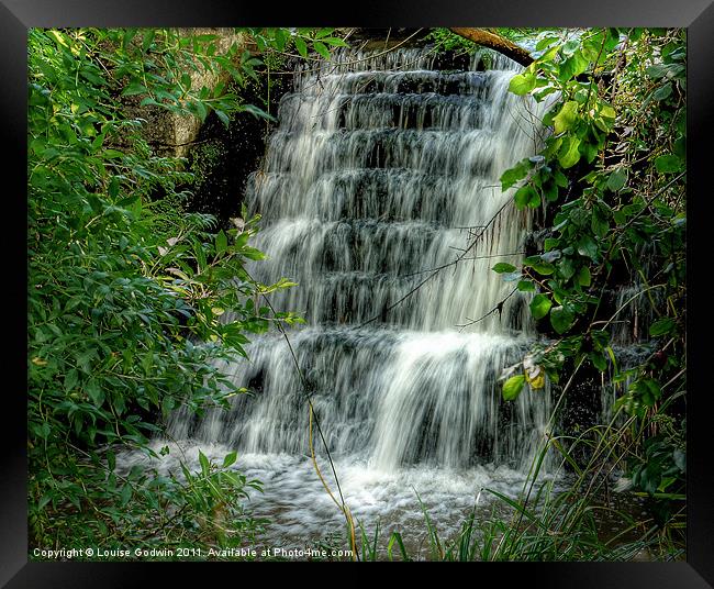 Waterfall Below Corfe Castle Framed Print by Louise Godwin