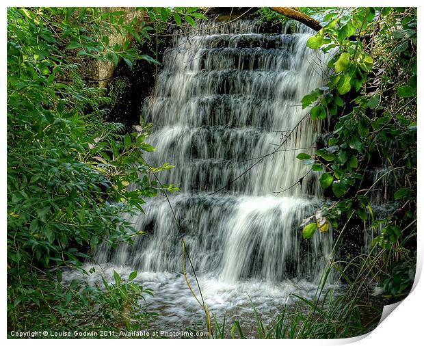 Waterfall Below Corfe Castle Print by Louise Godwin